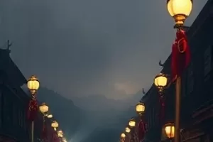 《第七街球场》竖版海报：黄昏球场上的篮架剪影